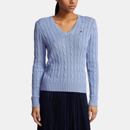 Women's Cable-Knit V-neck Jumper