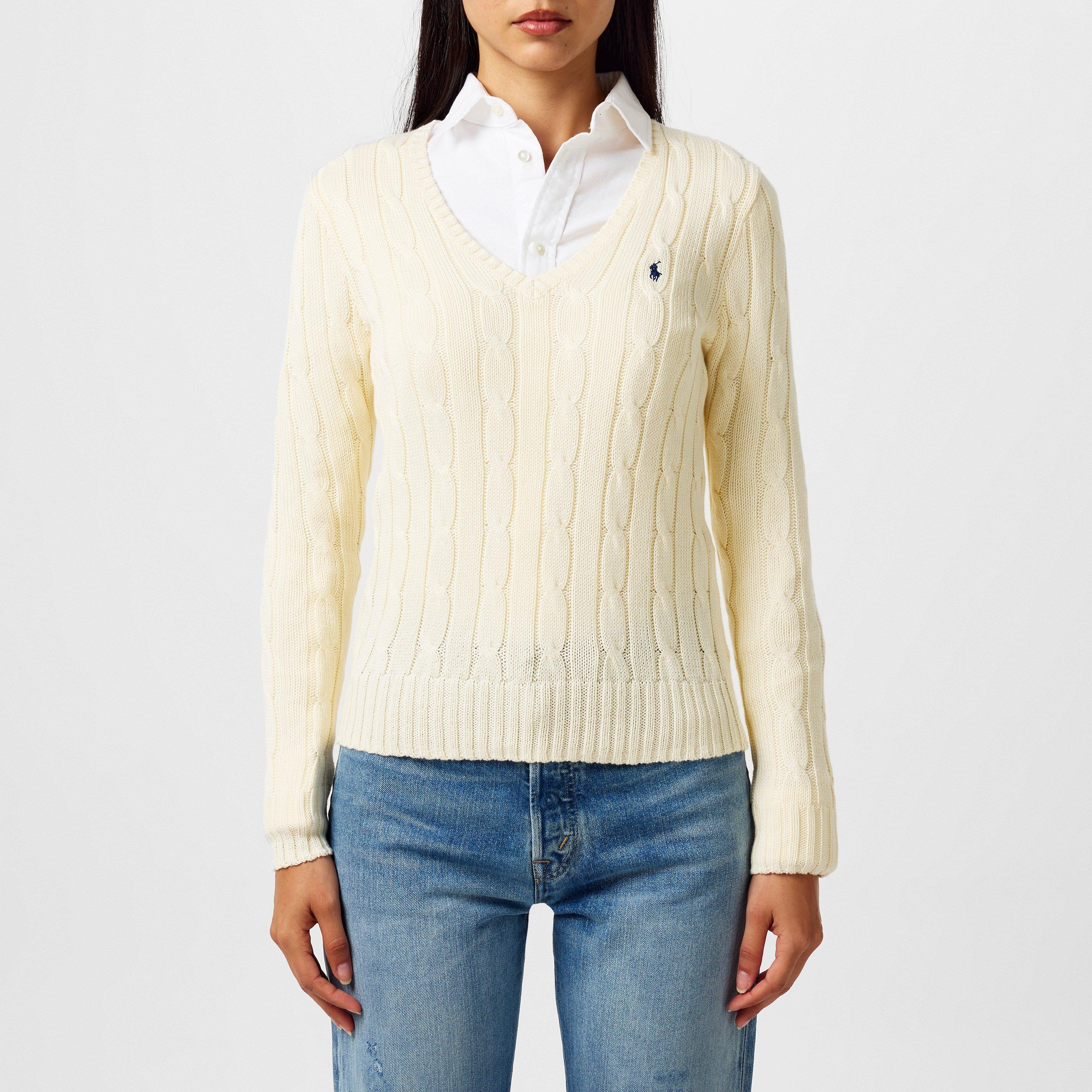 Women's Cable-Knit V-neck Jumper