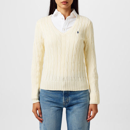 Women's Cable-Knit V-neck Jumper