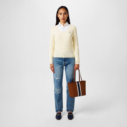 Women's Cable-Knit V-neck Jumper