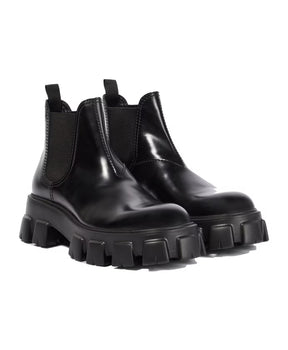Prada Monolith Leather Ankle Boots