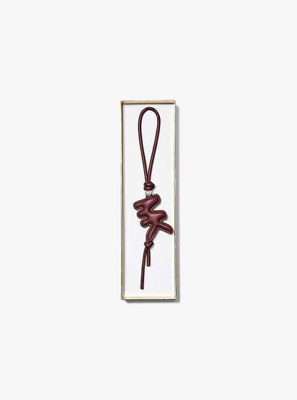 Puffy Logo Leather Bag Charm