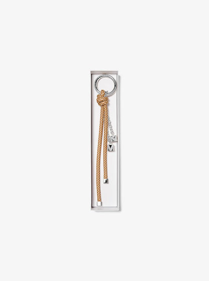Silver-Tone and Speckled Cord Bag Charm