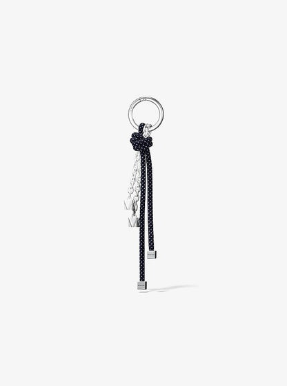Silver-Tone and Speckled Cord Bag Charm