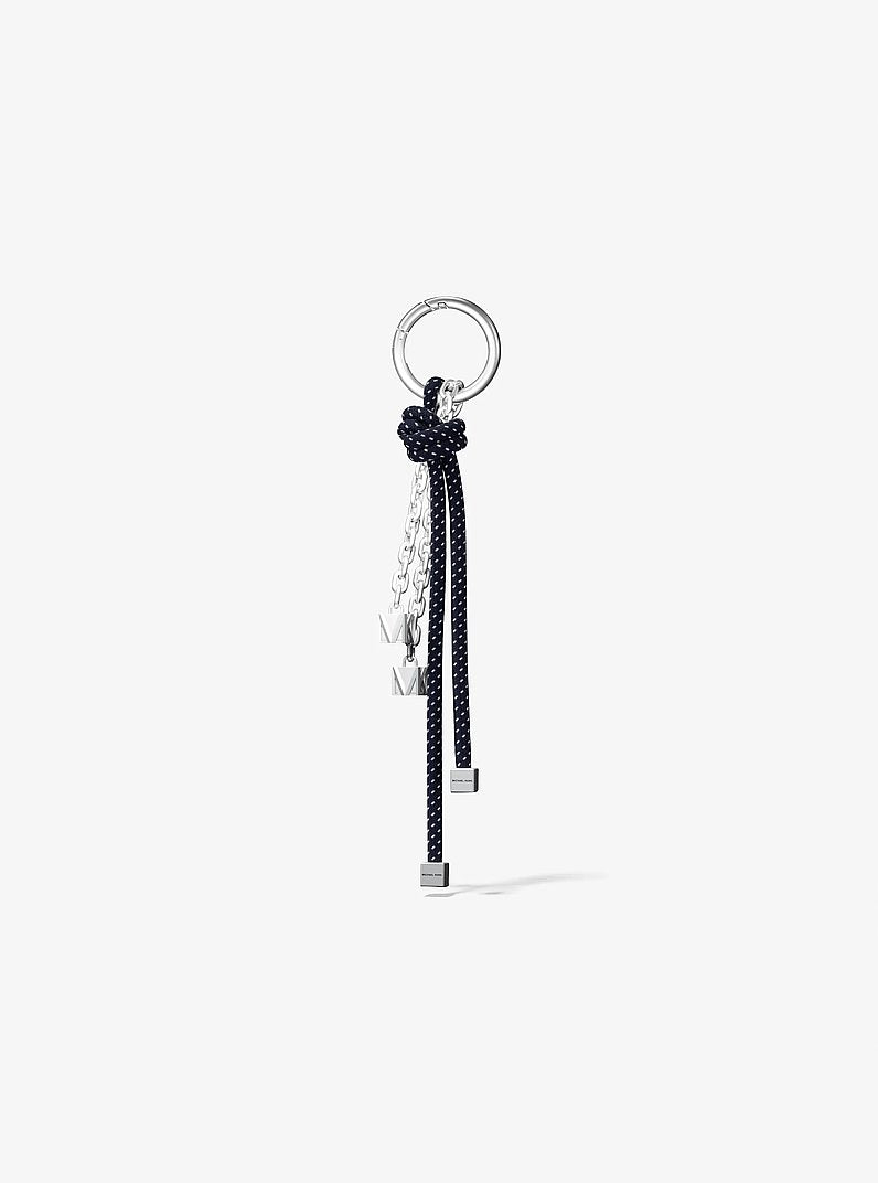 Silver-Tone and Speckled Cord Bag Charm