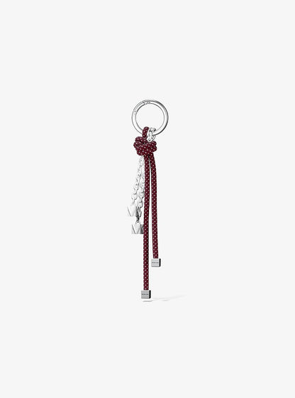 Silver-Tone and Speckled Cord Bag Charm