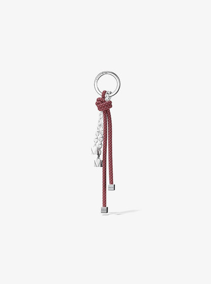 Silver-Tone and Speckled Cord Bag Charm