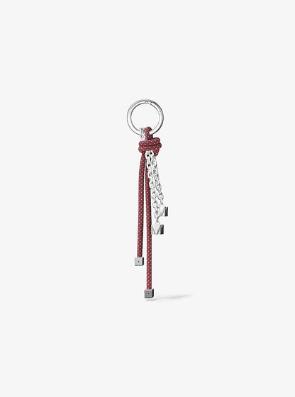 Silver-Tone and Speckled Cord Bag Charm