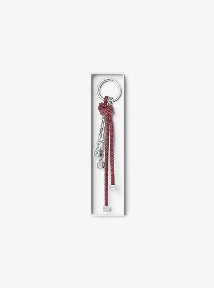 Silver-Tone and Speckled Cord Bag Charm
