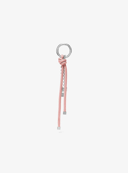 Silver-Tone and Speckled Cord Bag Charm