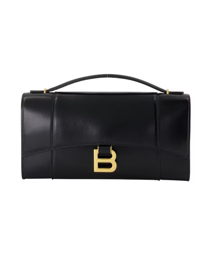 Black Leather Hourglass Clutch