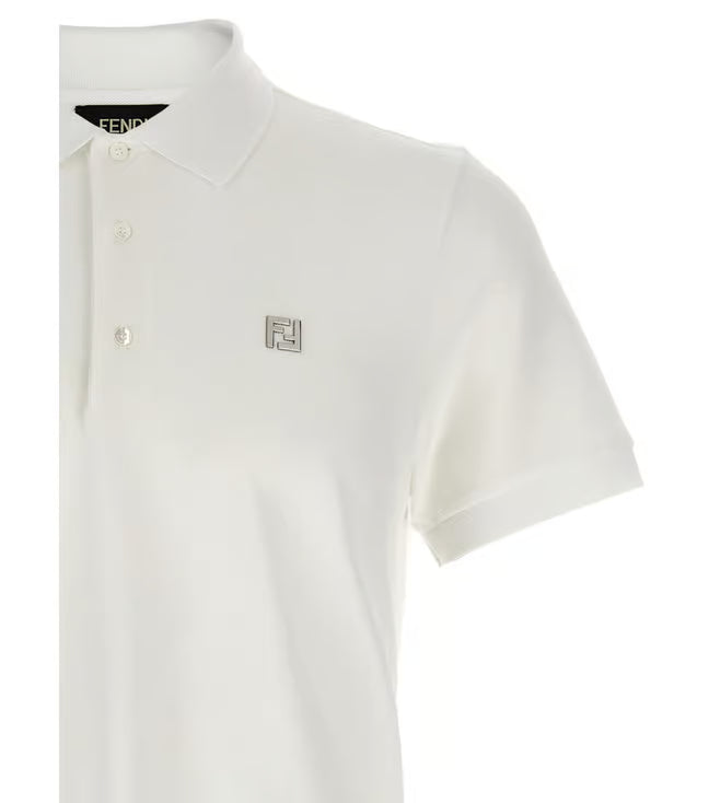 Fendi White Pique Polo Shirt