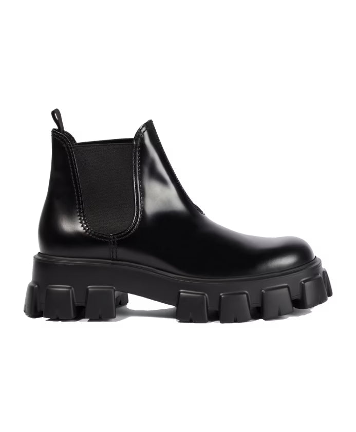 Prada Monolith Leather Ankle Boots