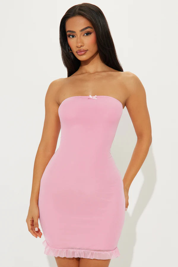 Lisa Mesh Mini Tube Dress - Pink