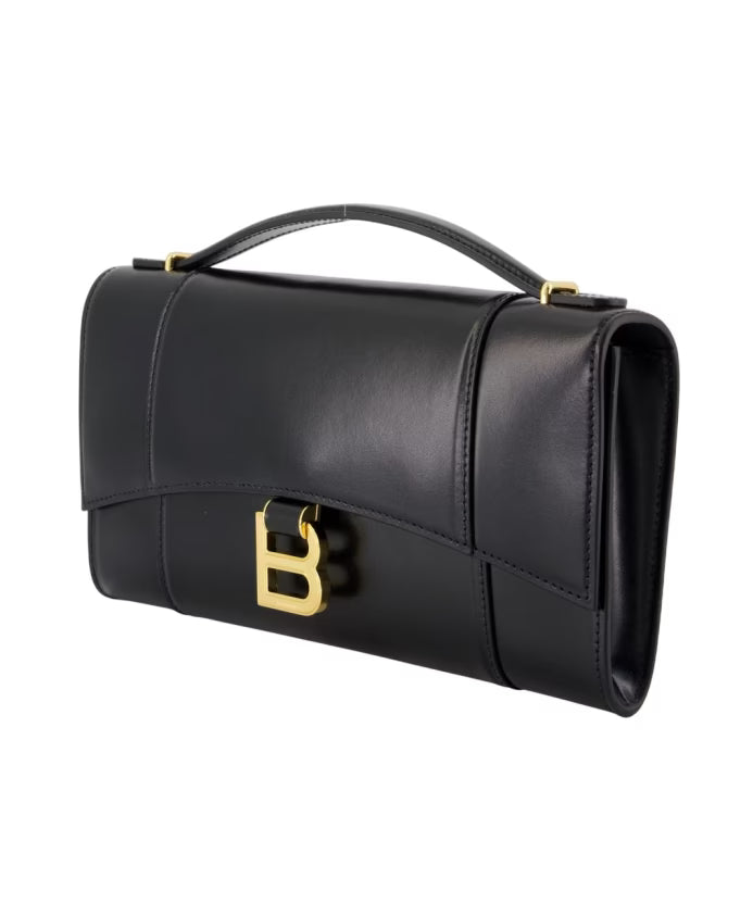 Black Leather Hourglass Clutch