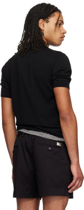 Dolce&Gabbana Black Branded Tag Wool Polo