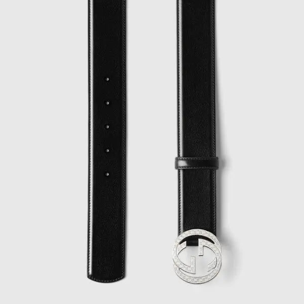 Gucci belt with interlocking g engraved buckle