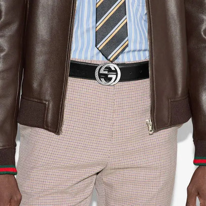 Gucci belt with interlocking g engraved buckle