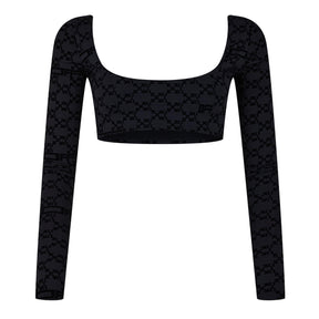 Monogram Long Sleeve Crop Top