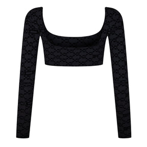 Monogram Long Sleeve Crop Top