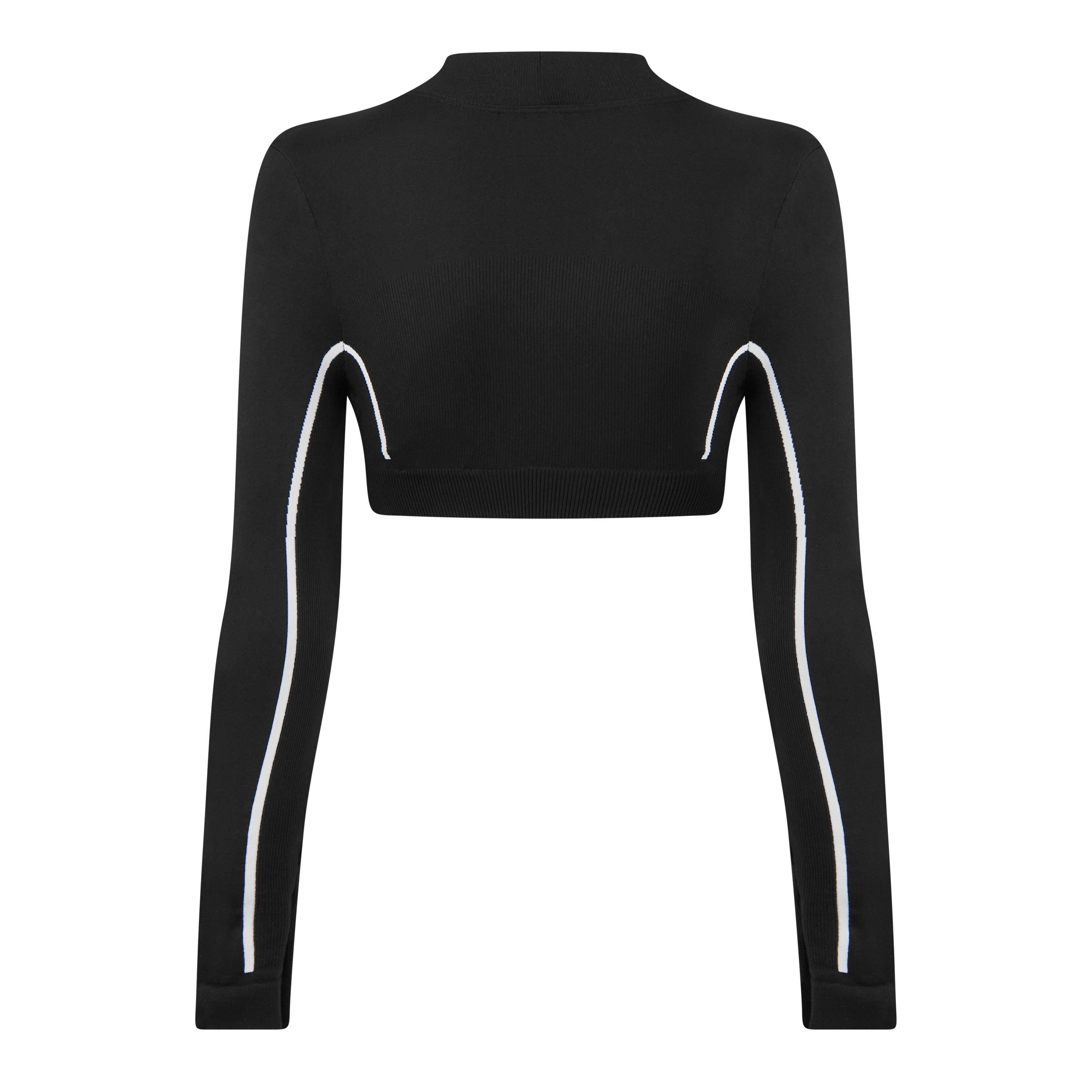 Long Sleeve Seamless Logo Crop Top