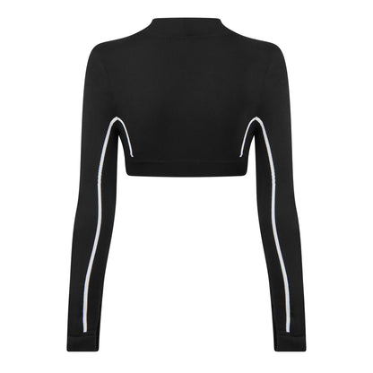 Long Sleeve Seamless Logo Crop Top
