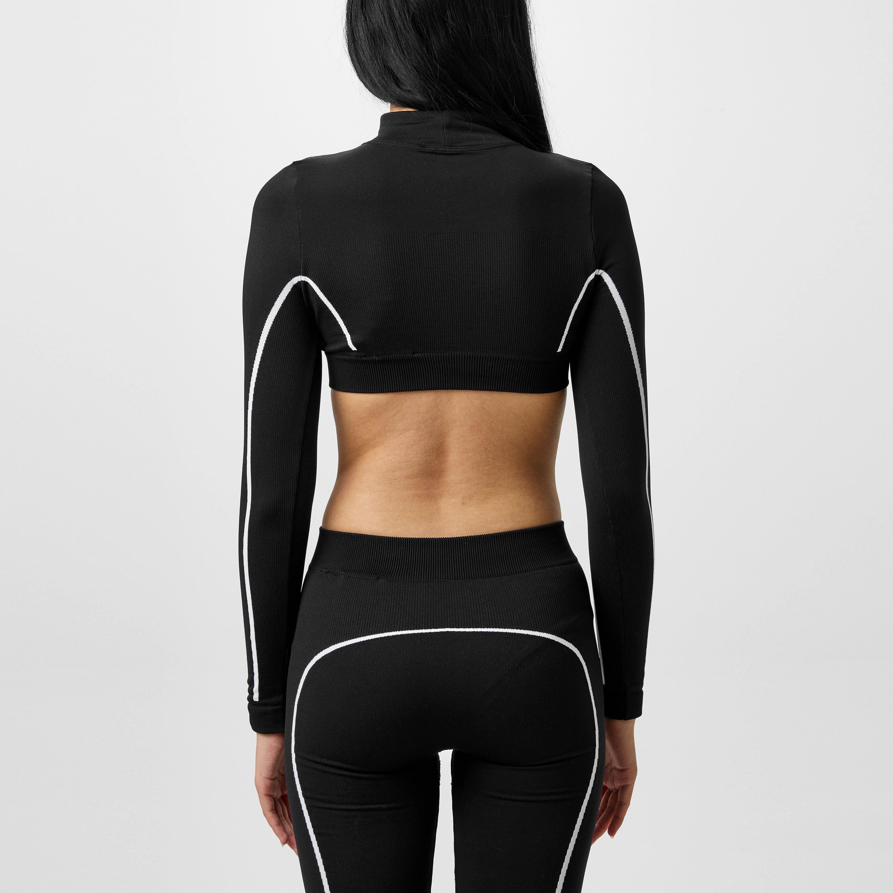 Long Sleeve Seamless Logo Crop Top