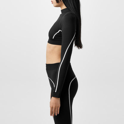 Long Sleeve Seamless Logo Crop Top
