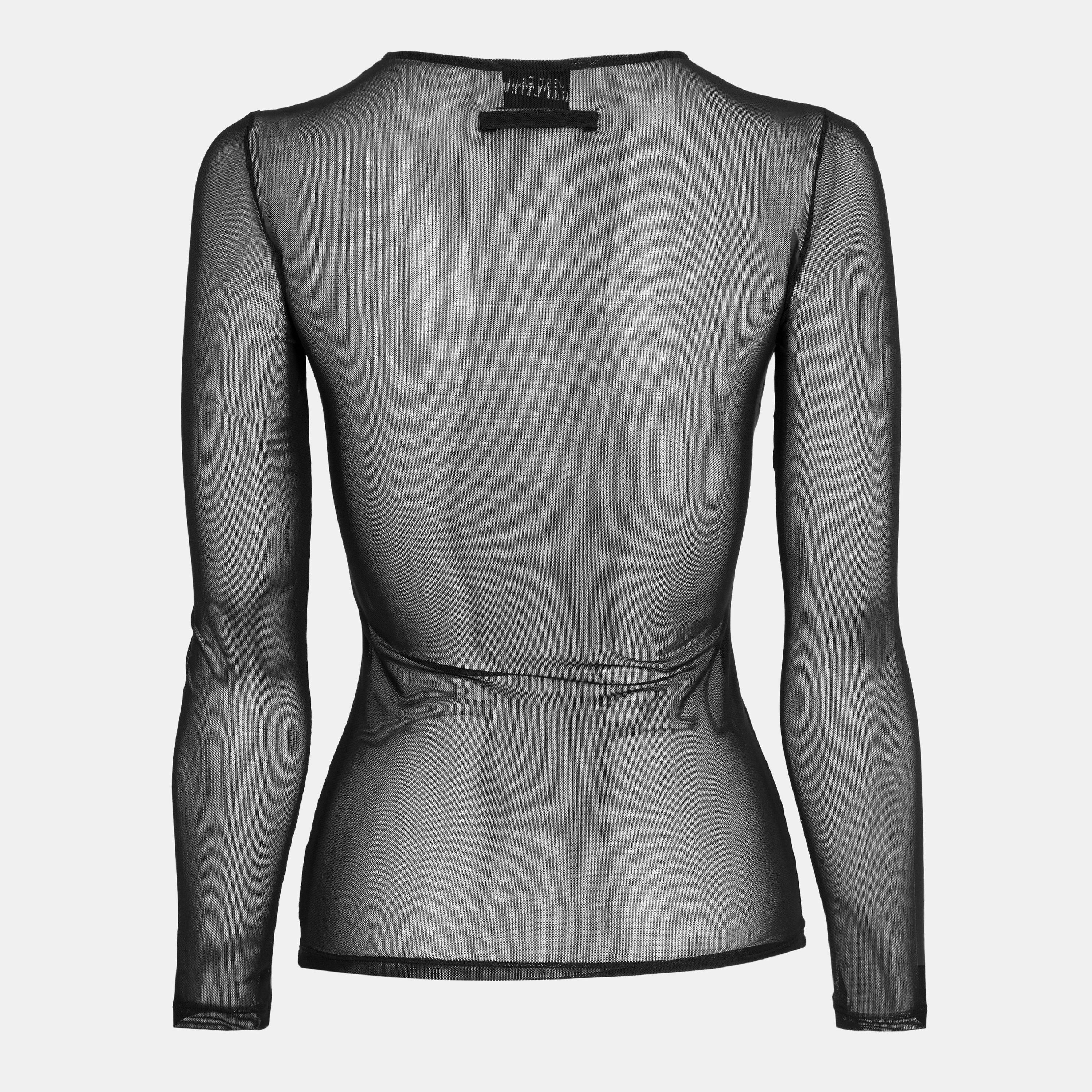Mesh Sequin Long Sleeve Crop Top