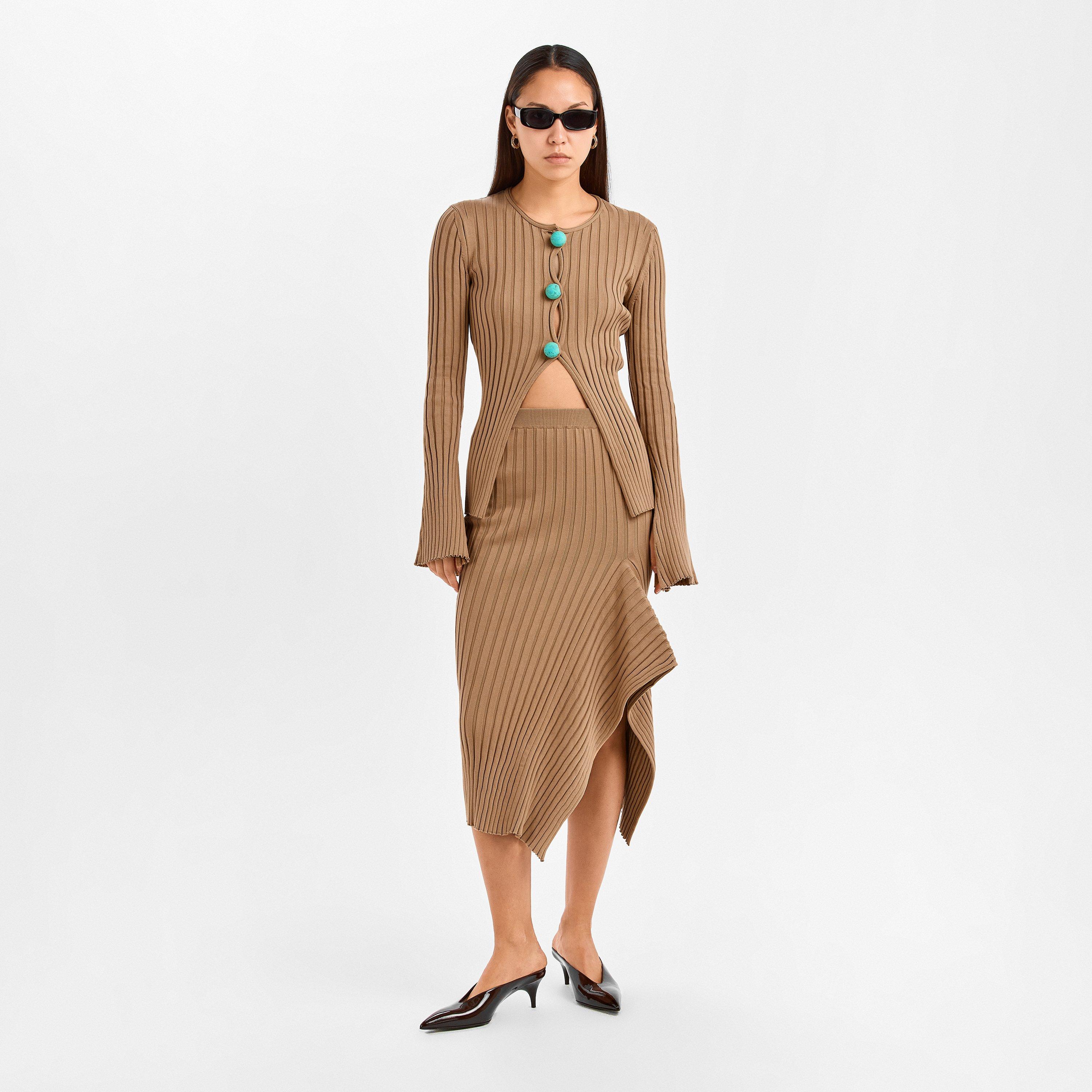 Ribbed Midi Skirt