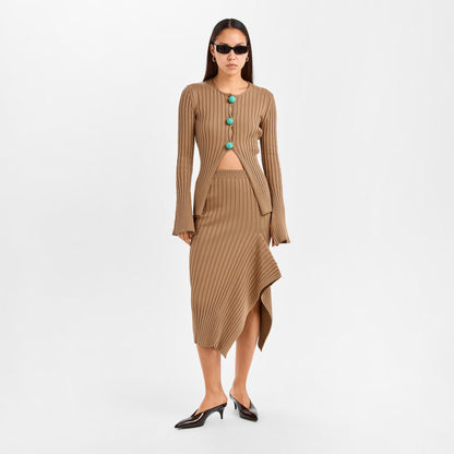 Ribbed Midi Skirt