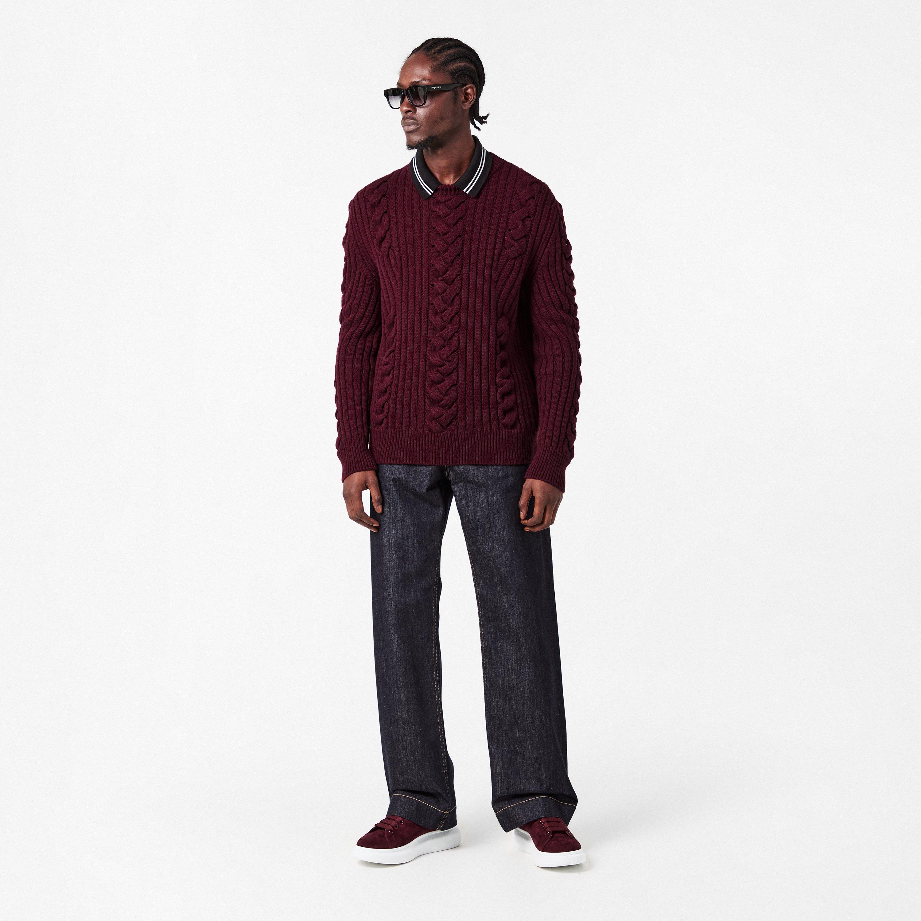 Alex Cable Knit Structured Fit Crew Neck Jumper