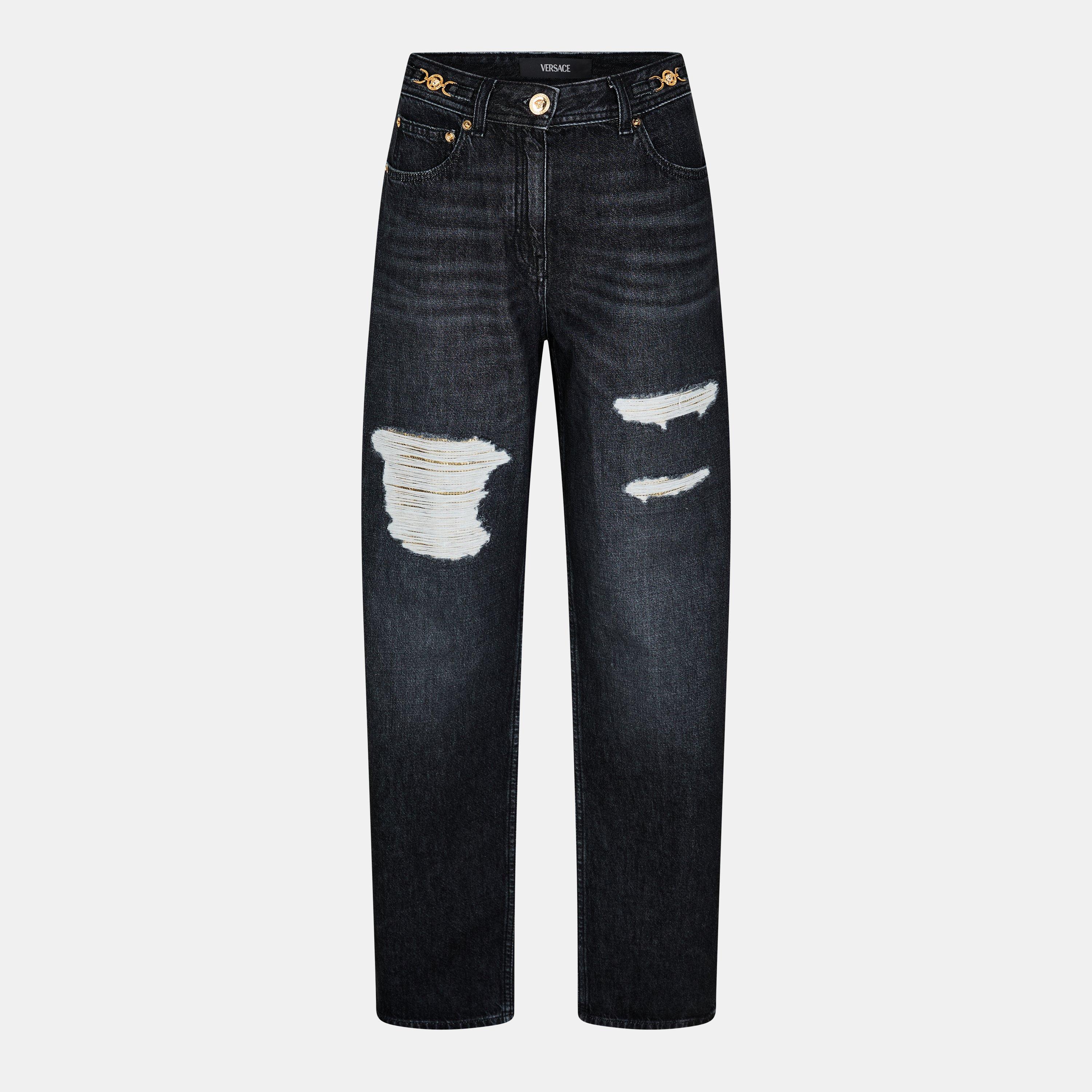 Structured Denim Wide Leg Jeans