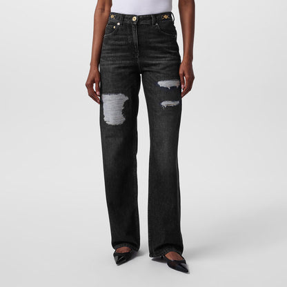 Structured Denim Wide Leg Jeans