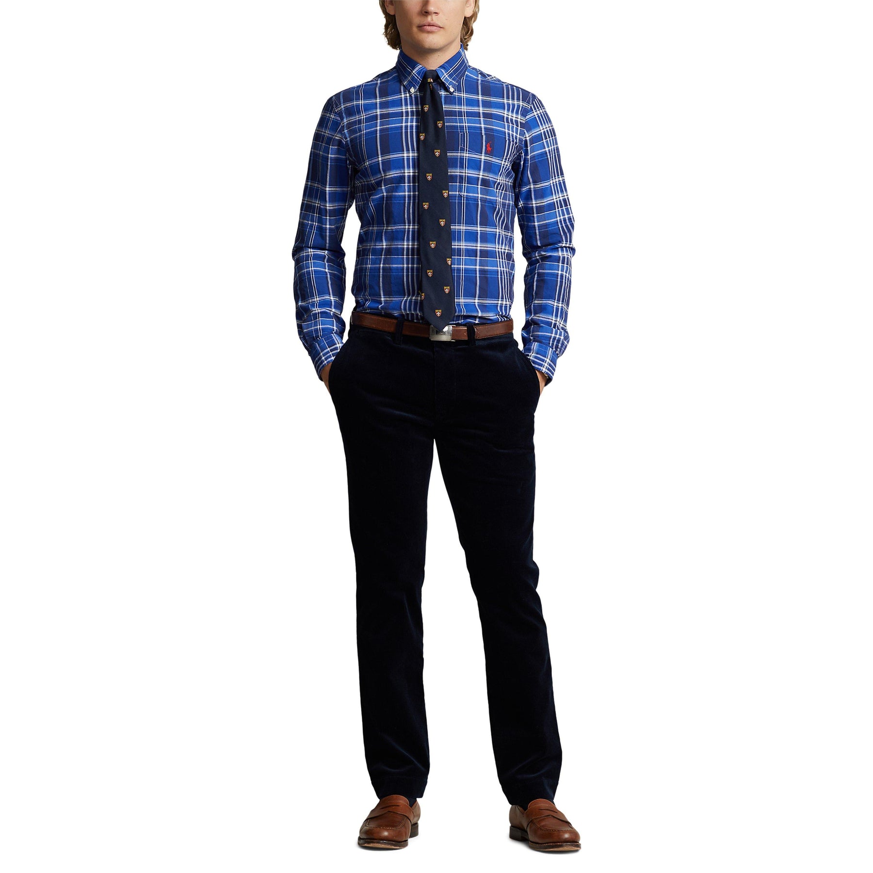 Custom Fit Plaid Oxford Shirt