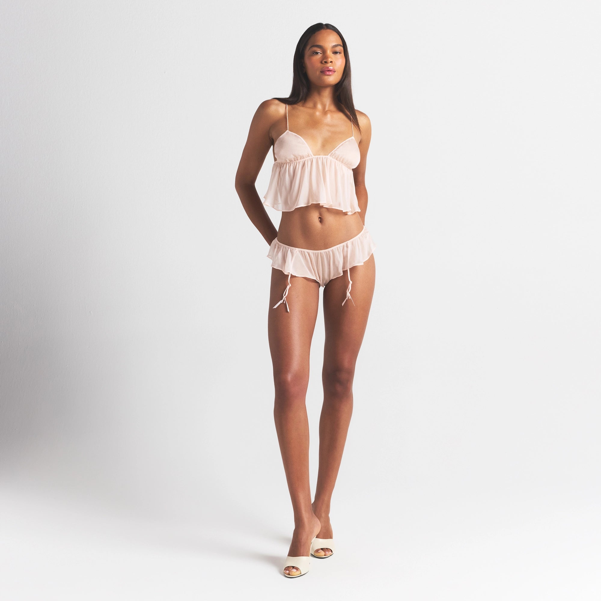 Skims Romance Babydoll Top and Garter Hipster Set