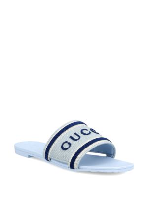 Gucci Sliders in cotton with embroidered logo