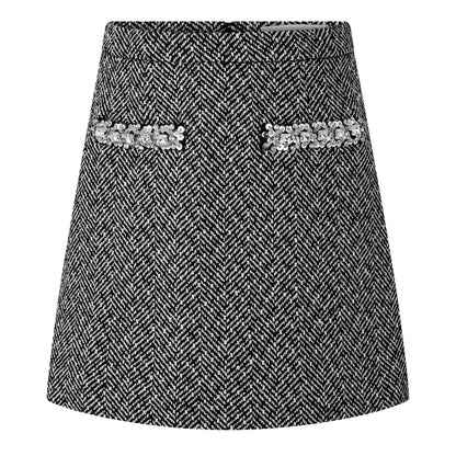 Herringbone Mini Skirt