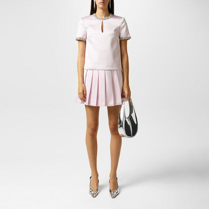 Satin Tailored Mini Skirt