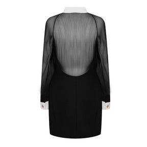 Contrast-Collar Bustier Mini Dress