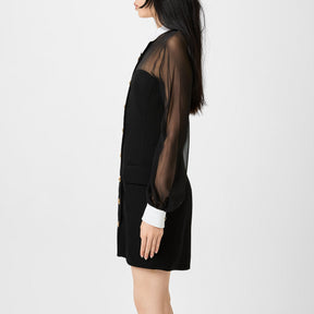 Contrast-Collar Bustier Mini Dress