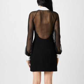 Contrast-Collar Bustier Mini Dress