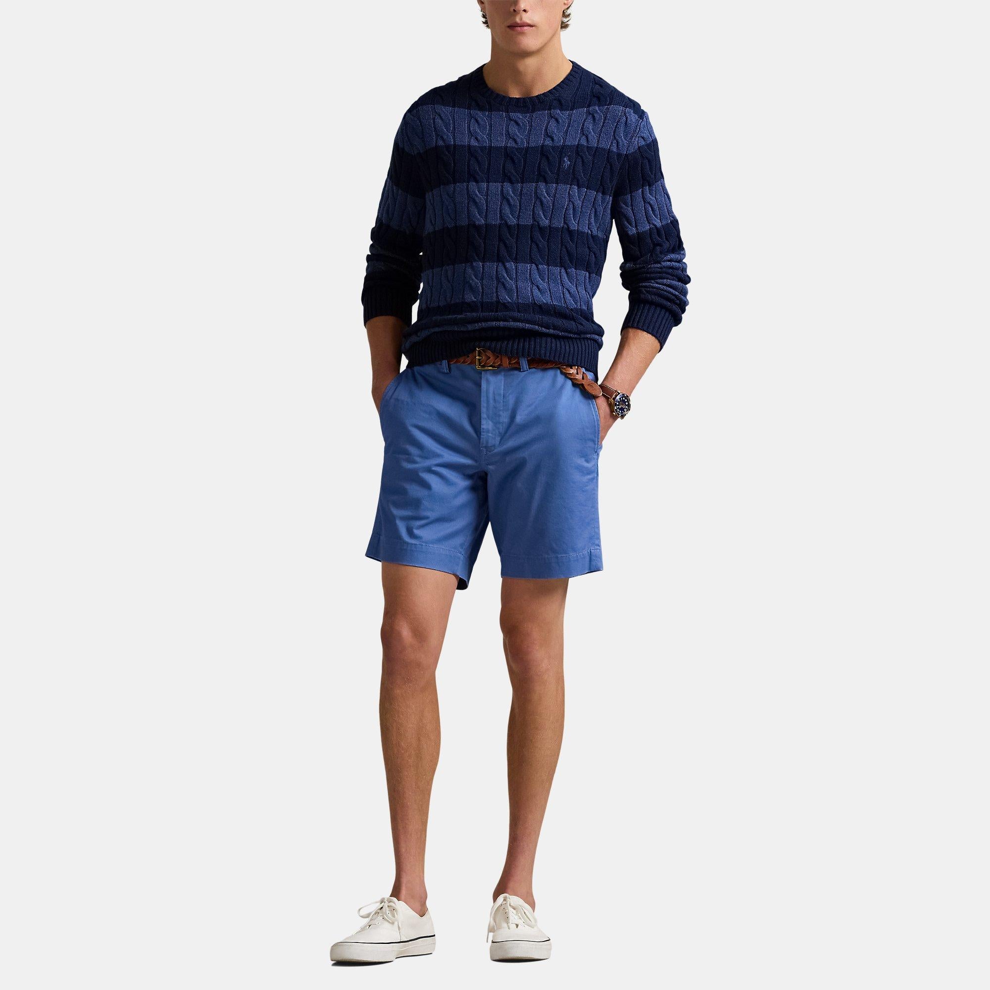 Striped Cable-Knit Cotton Jumper