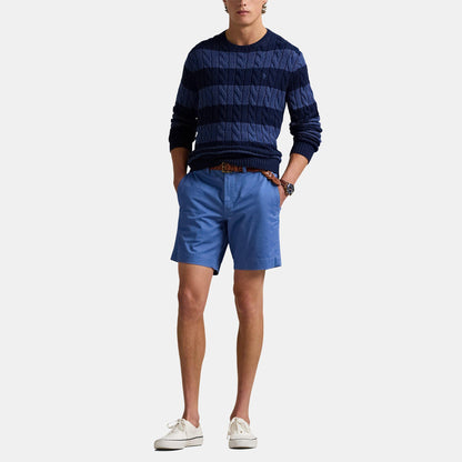 Striped Cable-Knit Cotton Jumper