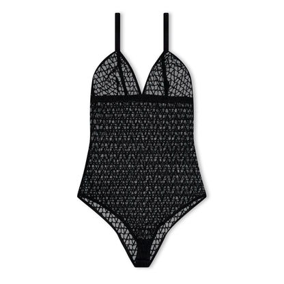 Val Tulle Long-Sleeve Bodysuit