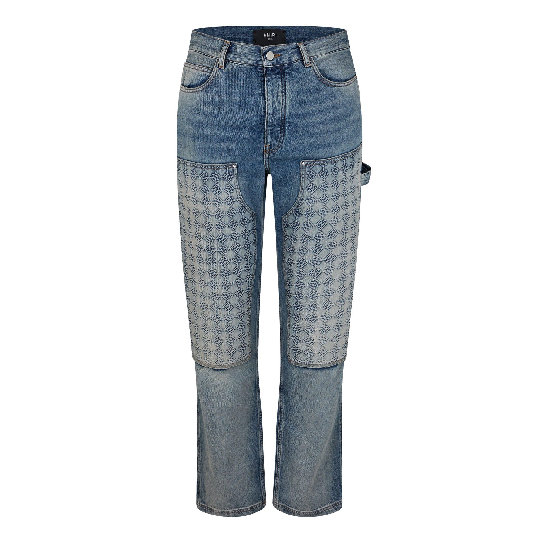 Monogram-Debossed Straight Jeans