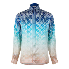 Long Sleeve Monogram Silk Shirt