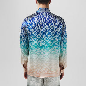 Long Sleeve Monogram Silk Shirt