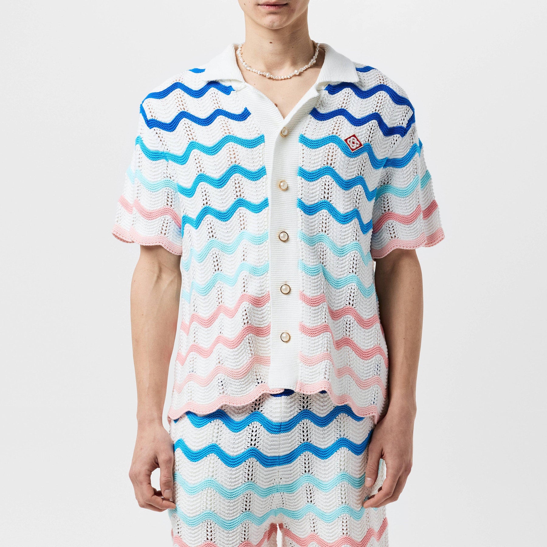 Gradient Wave Crochet Shirt