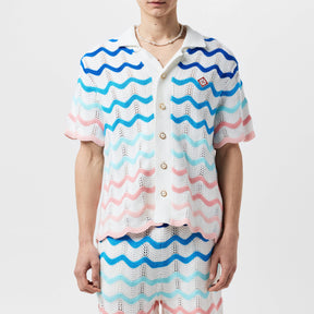 Gradient Wave Crochet Shirt